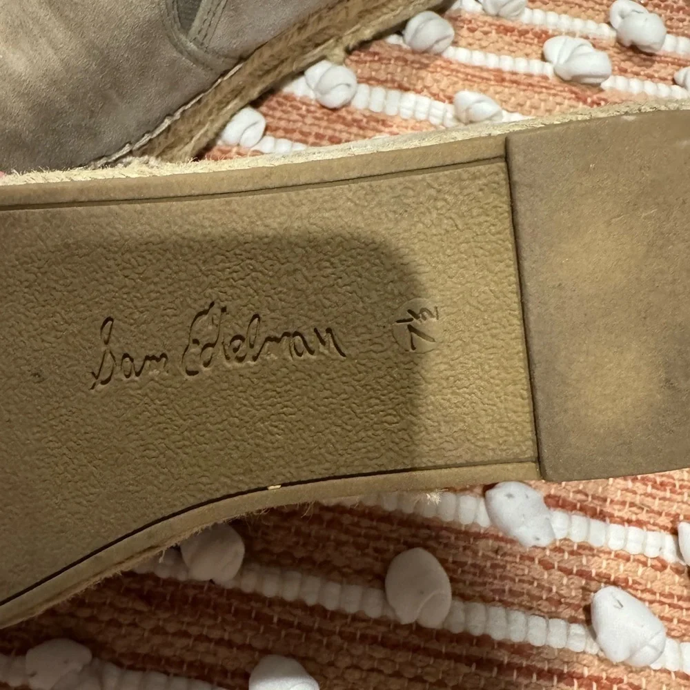 Sam Edelman Carrin Tan Slip-On 1 inch Stitched Espadrilles- Size 7.5